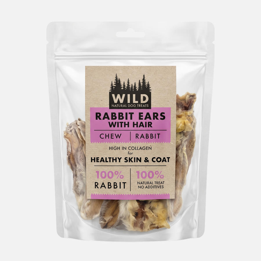 Naturally WILD Dog Treat - Rabbit Ears (With Hair)