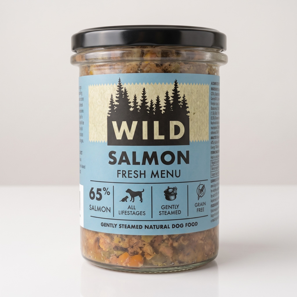 Naturally WILD Fresh Salmon dog food, 400g glass jar
