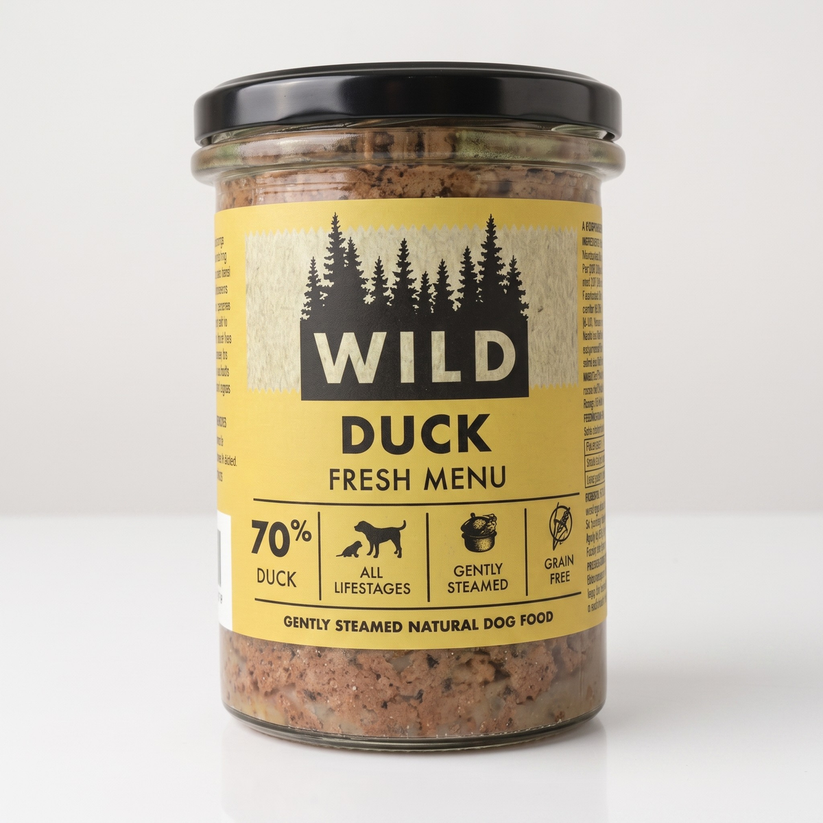 Naturally WILD Fresh Duck dog food, 400g glass jar