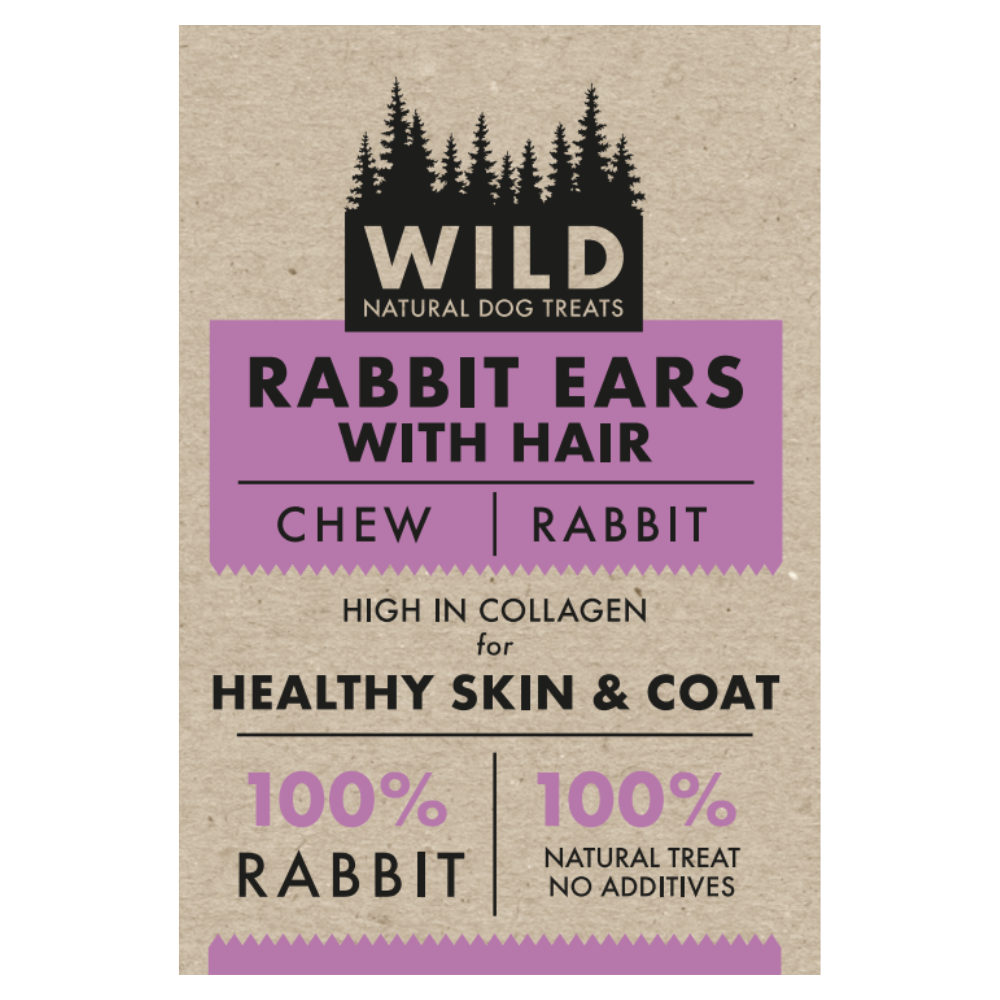 WILD Natural Dog Treat Rabbit Ears with Hair image 4